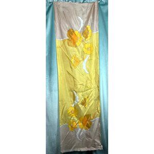 Made In France Hand Painted Silk Scarf Art Nouveau Floral Pe-Tinus